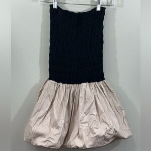 Chic Strapless Black and Cream Dress